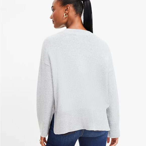 LOFT - V-Neck Pocket Sweater Light Gray - NWT) - Picture 2 of 3